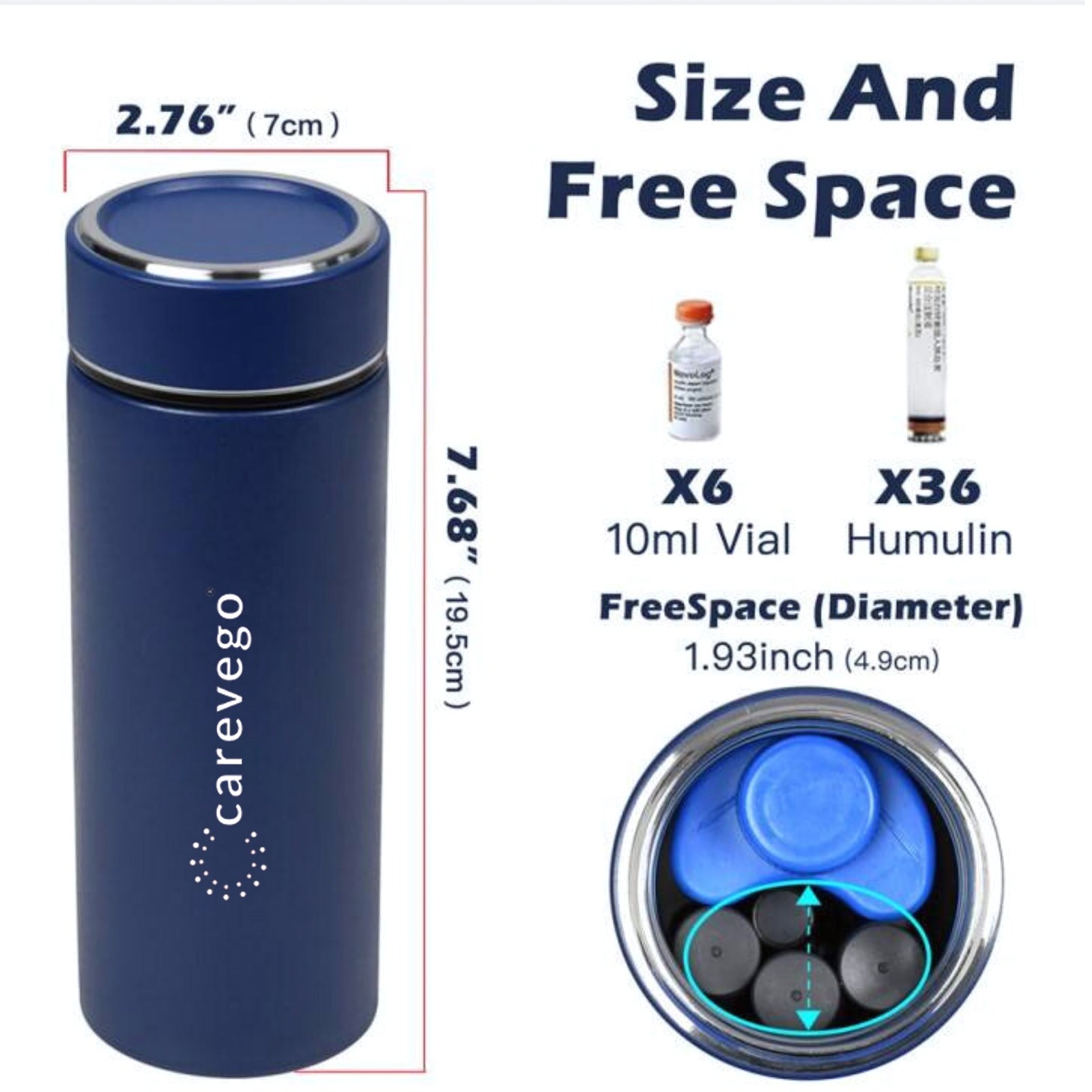 CareVego Insulin Cooling Bottle Travel Case 24H